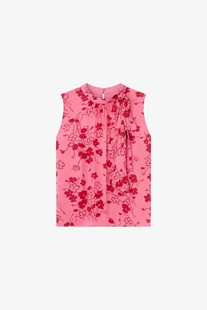 LK Bennett Womens Rhoda Bow-Trim Sleeveless Woven Blouse