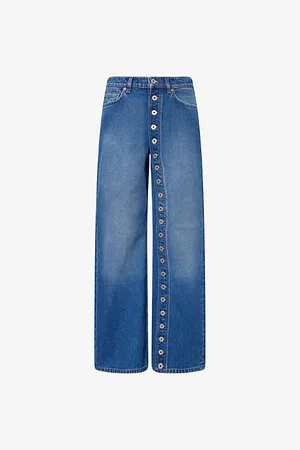 Jean Paul Gaultier Womens Buttoned Straight-Leg Denim Jeans