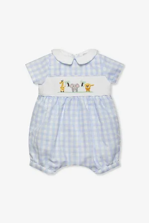 FrenchTrotters Safari Gingham Cotton Romper 0-9 Months