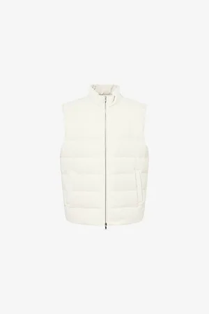 ELEVENTY Mens Corduroy Two-Welt-Pockets Stretch-Cotton Blend Down Gilet