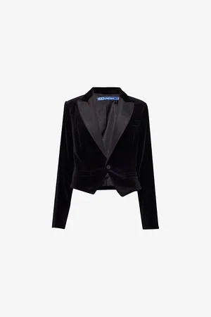 Ralph Lauren Womens Stanley Tuxedo Cotton-Blend Velvet Blazer
