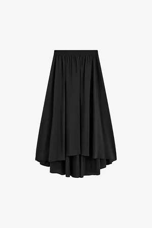 Joseph Womens Violet Elasticated-Waist Silk Midi Skirt