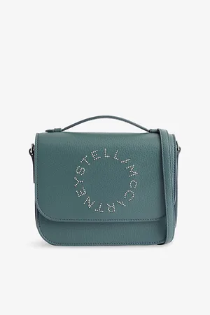 Stella McCartney Womens Rhinestone-Embellished Grained-Leather Messenger Bag