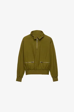 Prada Womens Logo-Embellished Pull-On Cotton Jacket
