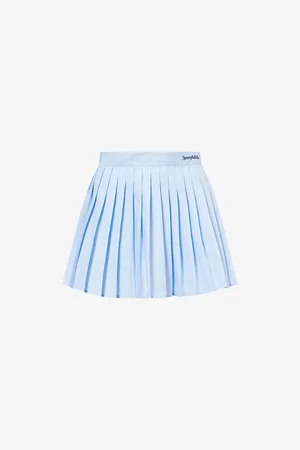Sporty & Rich Womens Anae Pleated Cotton-Poplin Mini Skirt