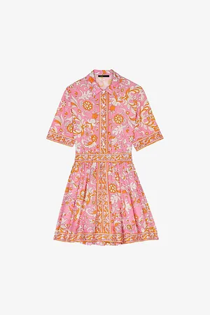 Maje Womens Floral-Print Short-Sleeved Woven Mini Dress