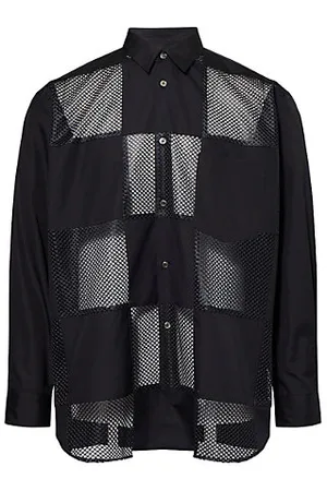 Comme des Garçons Mens Check Mesh-Panelled Long-Sleeve Cotton Shirt