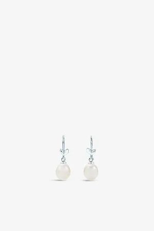 Tiffany & Co. Olive Leaf Freshwater Pearl and Sterling-Silver Drop Earrings