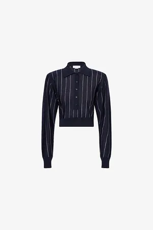 Stella McCartney Womens Polo Striped Wool-Knit Top