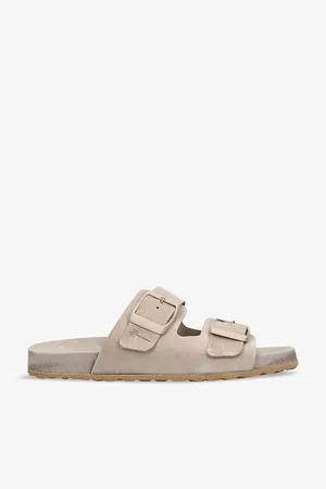 MANEBI Womens Traveler Nordic Double-Buckle Suede Sandals