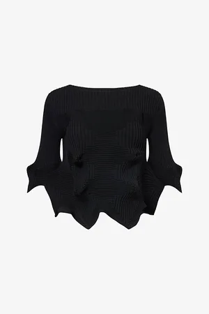 Issey Miyake Womens Linkage Cropped Knitted Top