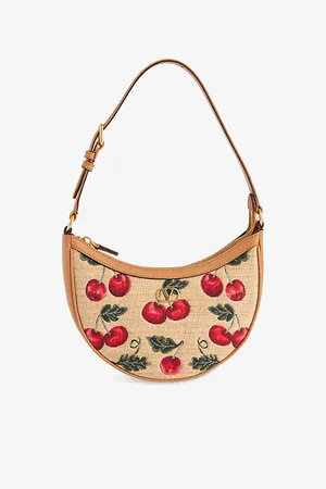 VALENTINO GARAVANI Womens Vlogo Signature Cherry Jacquard Raffia Mini Hobo Bag