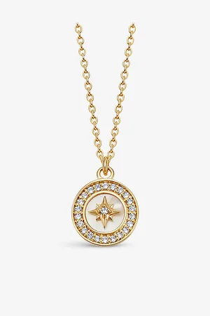 ASTLEY CLARKE Womens Polaris 18ct Yellow Gold-Plated Vermeil Sterling-Silver, Sapphire and Mother Of Pearl Pendant Necklace