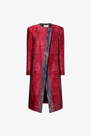 DRIES VAN NOTEN Womens Abstract Two-Welt-Pockets Stretch-Cotton Blend Coat