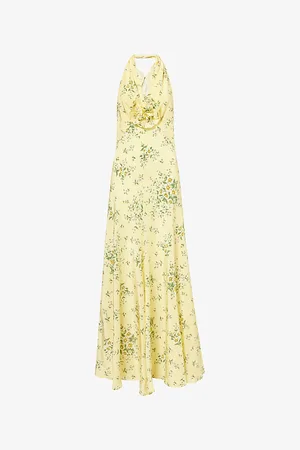 RODARTE Womens Halterneck Floral Silk Maxi Dress