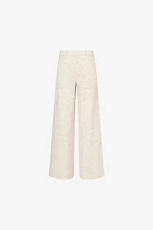 ME AND EM Womens Utility Wide-Leg Cotton-Blend Trousers