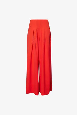 ME AND EM Womens Ultra High-Waist Pleated Stretch-Wool Trousers