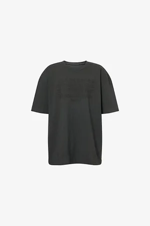 Maison Margiela Mens Stitched-Branding Crewneck Cotton-Jersey T-Shirt