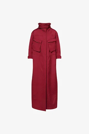 Gucci Womens Monogram Flap-Pockets Woven Jacket