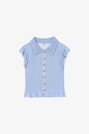 Sandro Womens Stripe-Print Smocked Woven Top