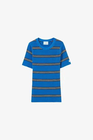 Claudie Pierlot Womens Striped Short-Sleeved Knitted Top