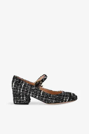 Gianvito Rossi Womens Mary Ribbon 45 Bouclé Heeled Courts