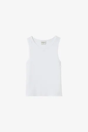 Claudie Pierlot Womens Logo-Embroidered Sleeveless Cotton-Jersey Top