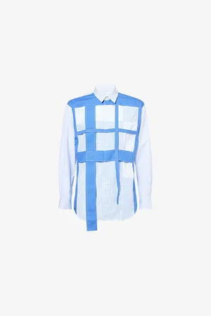 Comme des Garçons Mens Overlay Striped Cotton-Poplin Shirt