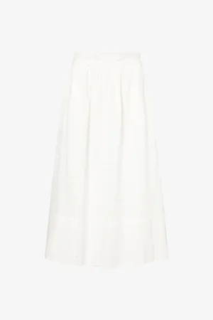 Paige Womens Ojai Embroidered Cotton-Poplin Midi Skirt
