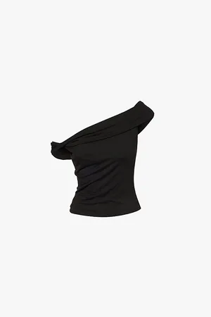 Reformation Womens Cello Asymmetric Ruched Jersey Top