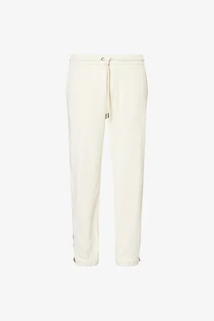Moncler Mens Stripe-Trim Cuffed Cotton-Jersey Jogging Bottoms