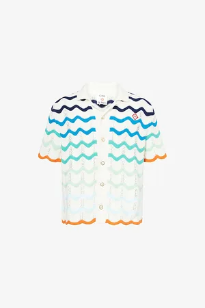 Casablanca Mens Gradient Crochet Cotton-Knit Shirt
