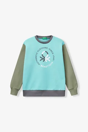 Benetton Contrast Graphic Logo-Print Cotton Sweatshirt 6-14 Years