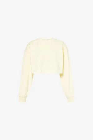 GOOD AMERICAN Womens Terry Cropped Cotton-Jersey Sweatshirt