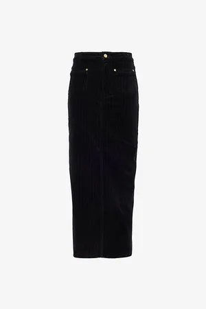 Ganni Womens Pocket-Front Corduroy Cotton Blend Maxi Skirt