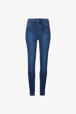 GOOD AMERICAN Womens Pull On Skinny Slim-Fit Mid-Rise Stretch-Denim Jeans
