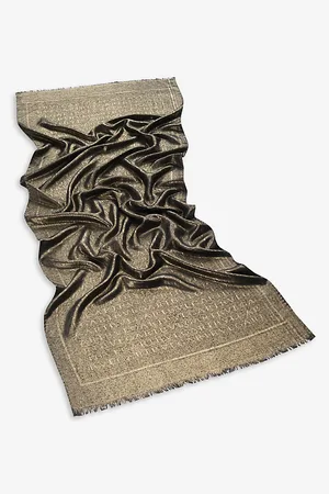 Bvlgari Womens Lettere Maxi Logo-Print Silk and Wool-Blend Scarf