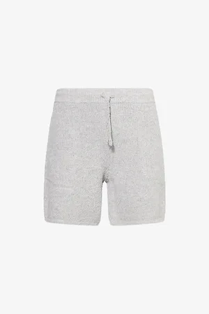 The Couture Club Mens Bouclé Draw-Cord Knitted Shorts