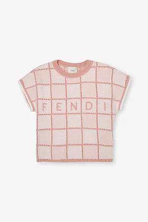 Fendi Brand-Intarsia Round-Neck Cotton-Blend Top 6-12 Years