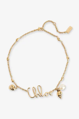 Chloé Womens Logo-Hardware Shell-Motif Brass Necklace