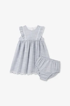 The Little White Company Stripe-Print Frill-Trim Cotton Dress 18 Months - 6 Years