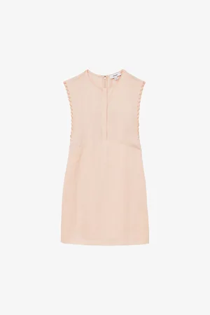 Reiss Womens Fawn Whipstitch Linen-Blend Mini Dress