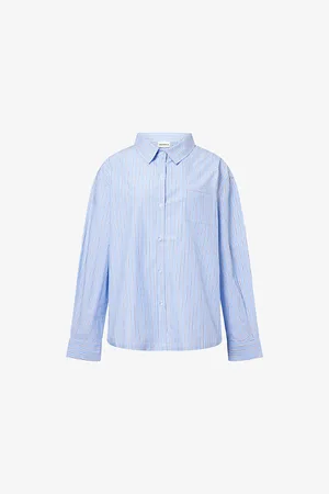 Adanola Womens Oversized Striped Cotton-Poplin Shirt