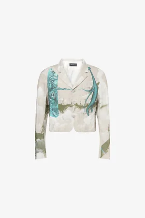 UNDERCOVER Mens Printed Crop Linen Jacket