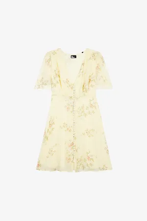 The Kooples Womens Graphic-Print Short-Sleeve Woven Mini Dress
