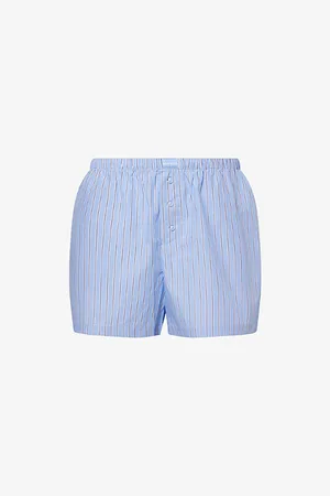Adanola Womens Relaxed-Fit Striped Cotton-Poplin Boxer Shorts