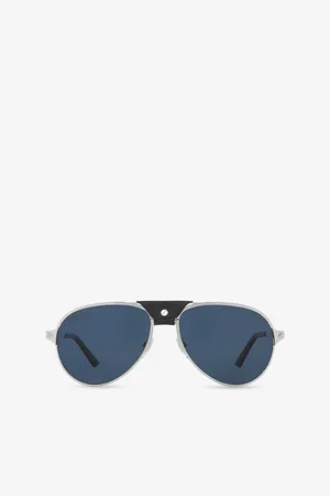 Cartier Womens ct0034S Polarised Pilot-Frame Metal Sunglasses