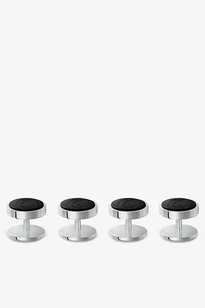 Cartier Mens Logo-Engraved Sterling- and Onyx Shirt Studs Set Of Four