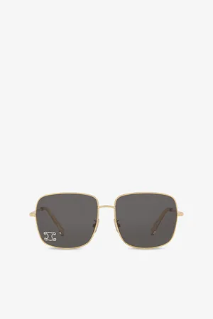 Céline Cl40284U Triomphe Rhinestone Square-Frame Metal Sunglasses