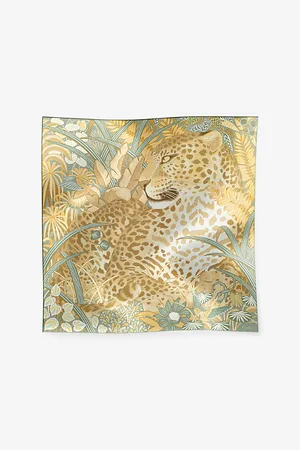 Cartier Womens Panther In The Jungle Silk Scarf